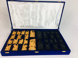 Indian Battlefield Carved Sandalwood and Ebony wood chess pieces with Storage