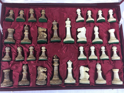 Carved Camel Bone Large Chess Pieces with Storage Box
