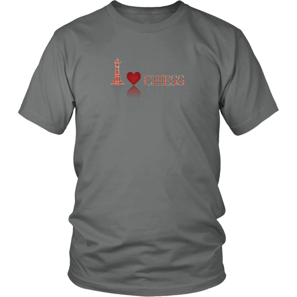 I heart Chess - I love Chess plaid reflective design - Adult Unisex T-Shirt