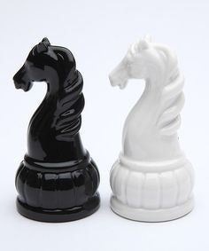 Knight Salt and Pepper Set - Black and White