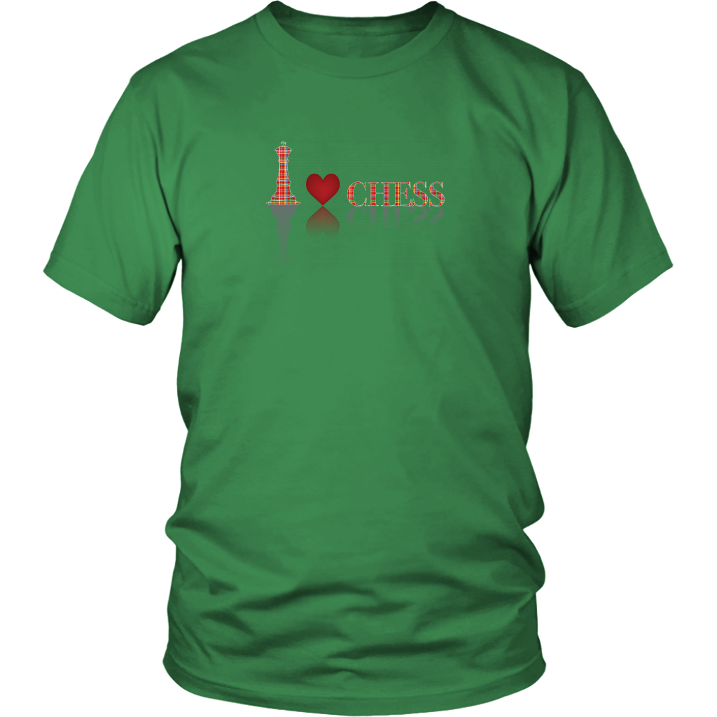 I heart Chess - I love Chess plaid reflective design - Adult Unisex T-Shirt