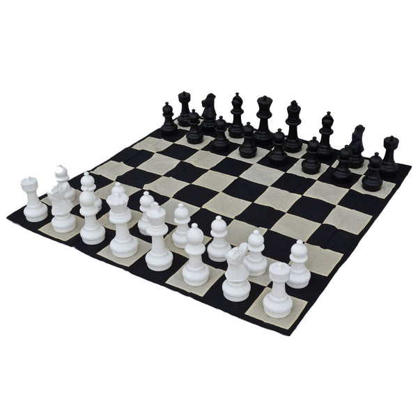 12 inch Indoor / Outdoor Garden Chess Set with Nylon Chess Mat