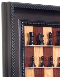 Red Cherry Chess Board in Traditional Brown Frame