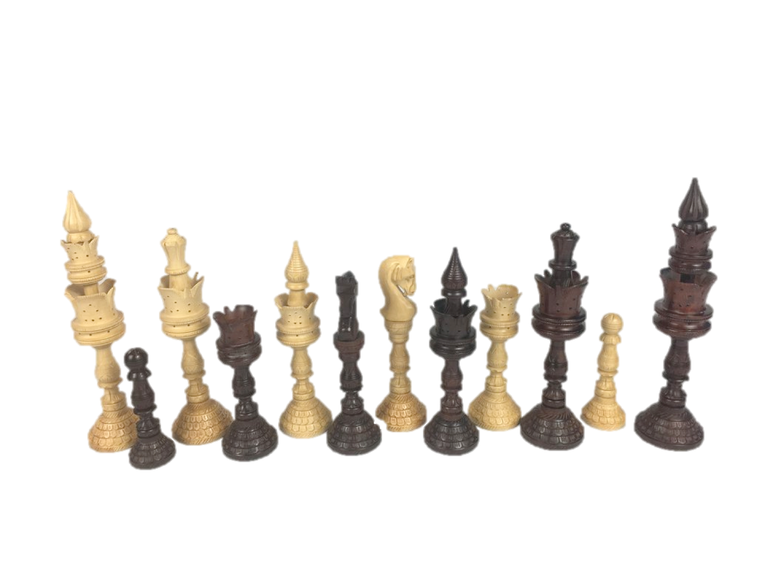 Tall Handcraft Wood Chess Pieces with Storage Box