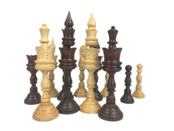 Tall Handcraft Wood Chess Pieces with Storage Box