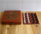 Terra-Cotta Warriors Chess Set with Retro Style Decorative Travel Box