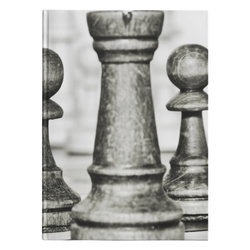 Wooden monochrome chess pieces hardcover journal