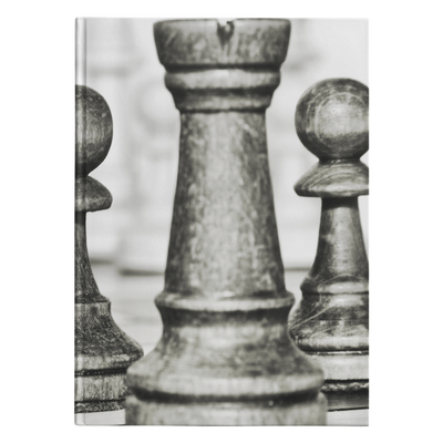 Wooden monochrome chess pieces hardcover journal