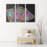 Rainbow chess board game - 3 Piece Canvas wall art