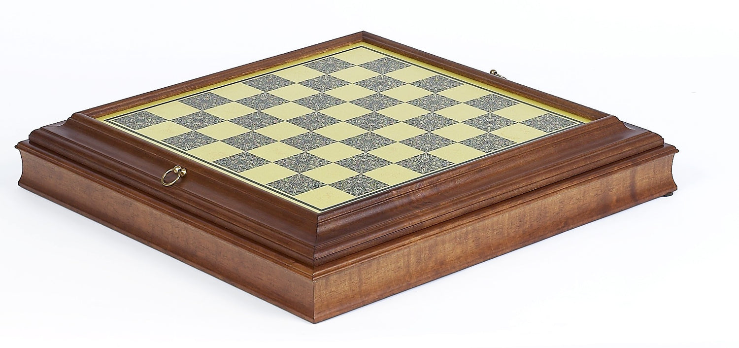 Antique finished wood chess board with storage - Handmade in Italy