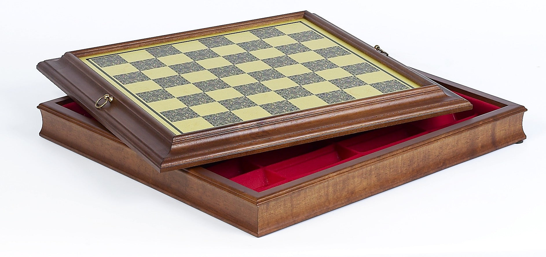 Antique finished wood chess board with storage - Handmade in Italy