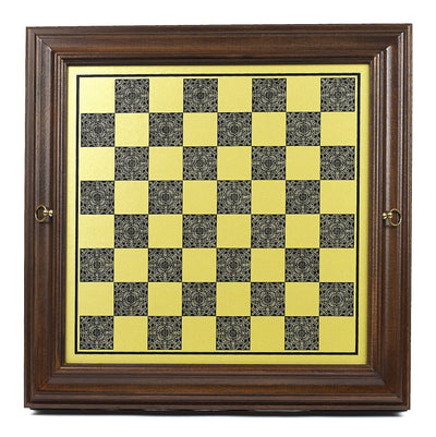 Antique finished wood chess board with storage - Handmade in Italy