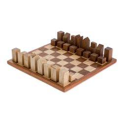 CityScape Modern Art Deco Wood Chess Set - Hand Crafted in Guatemala