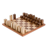 CityScape Modern Art Deco Wood Chess Set - Hand Crafted in Guatemala