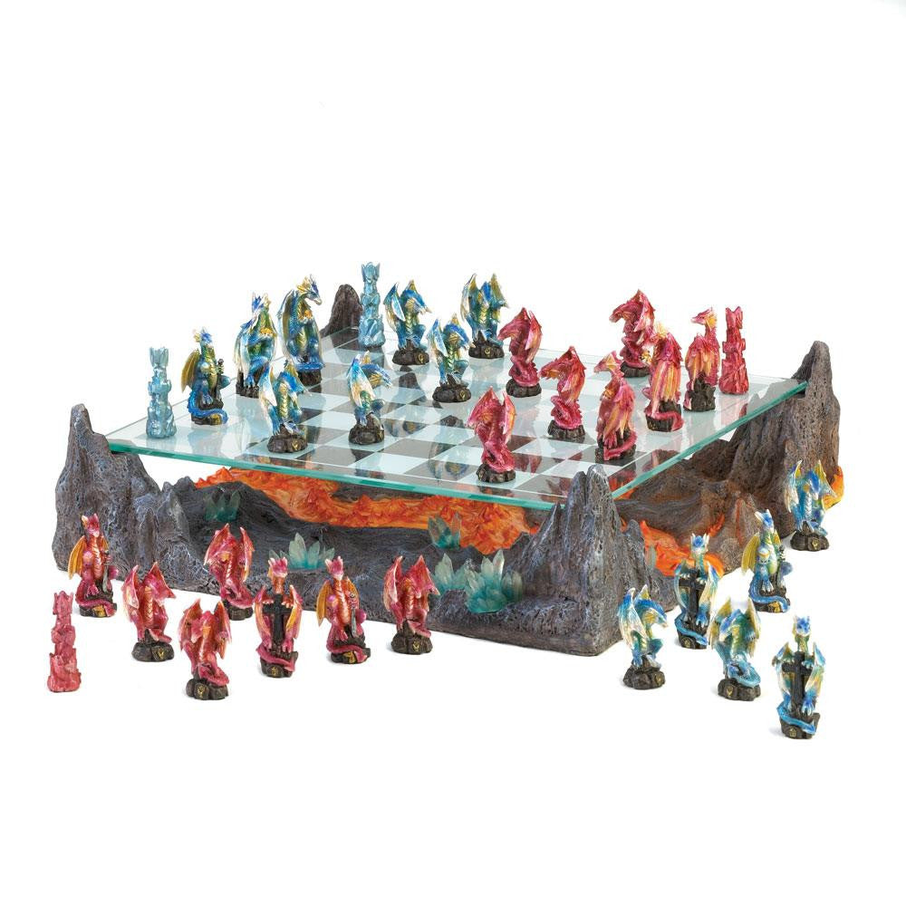 Blue and Red Dragon Chess Set