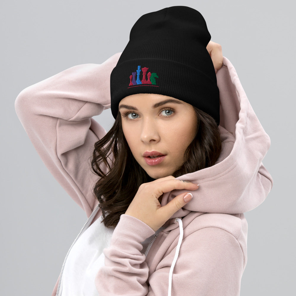Colorful Chess Pieces Cuffed Beanie