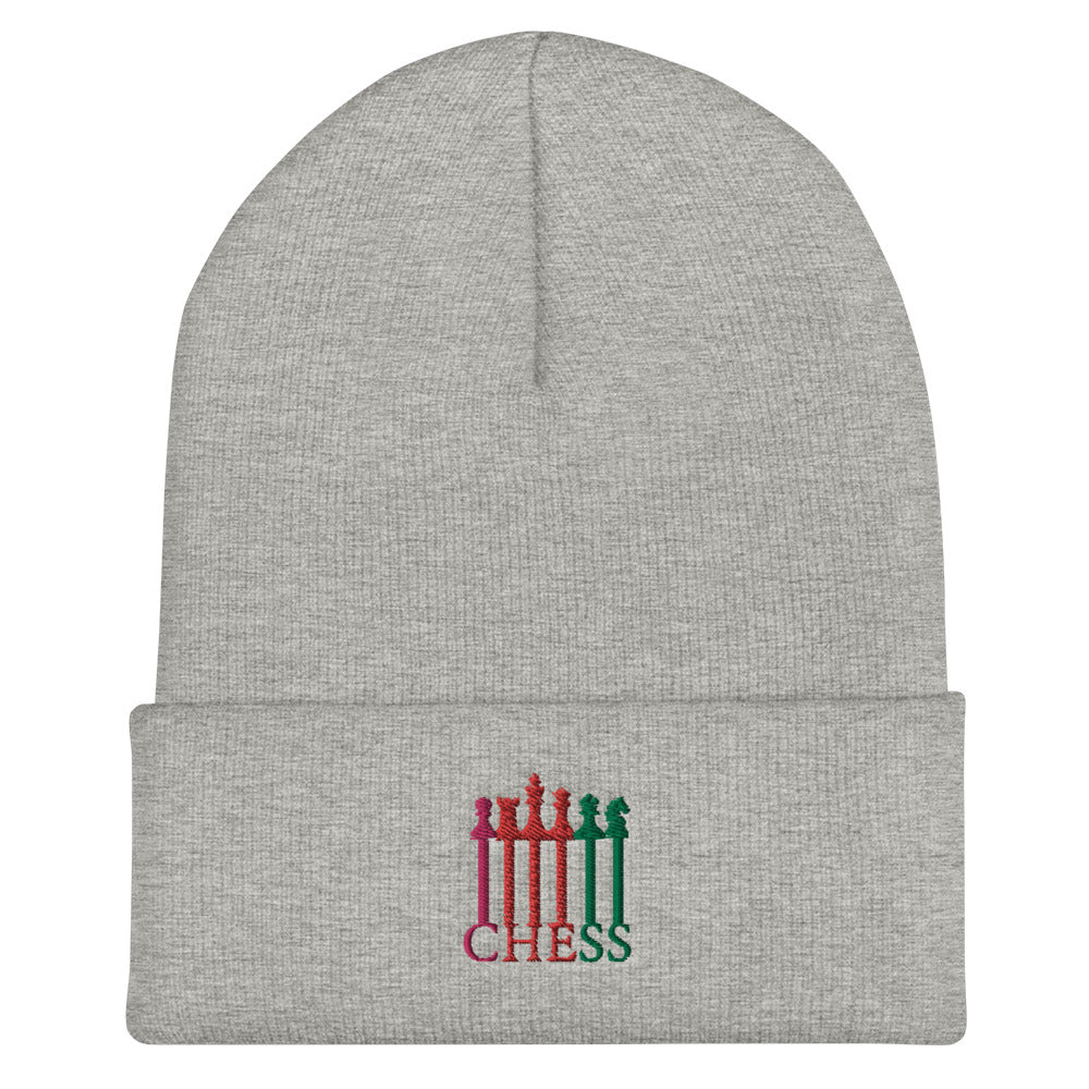Chess Pieces Spelled Cuffed Beanie
