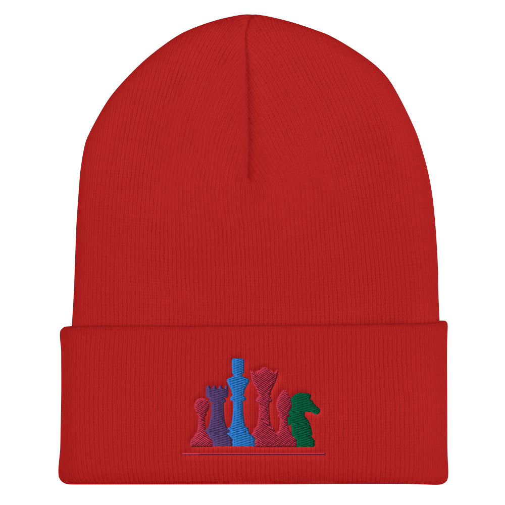 Colorful Chess Pieces Cuffed Beanie