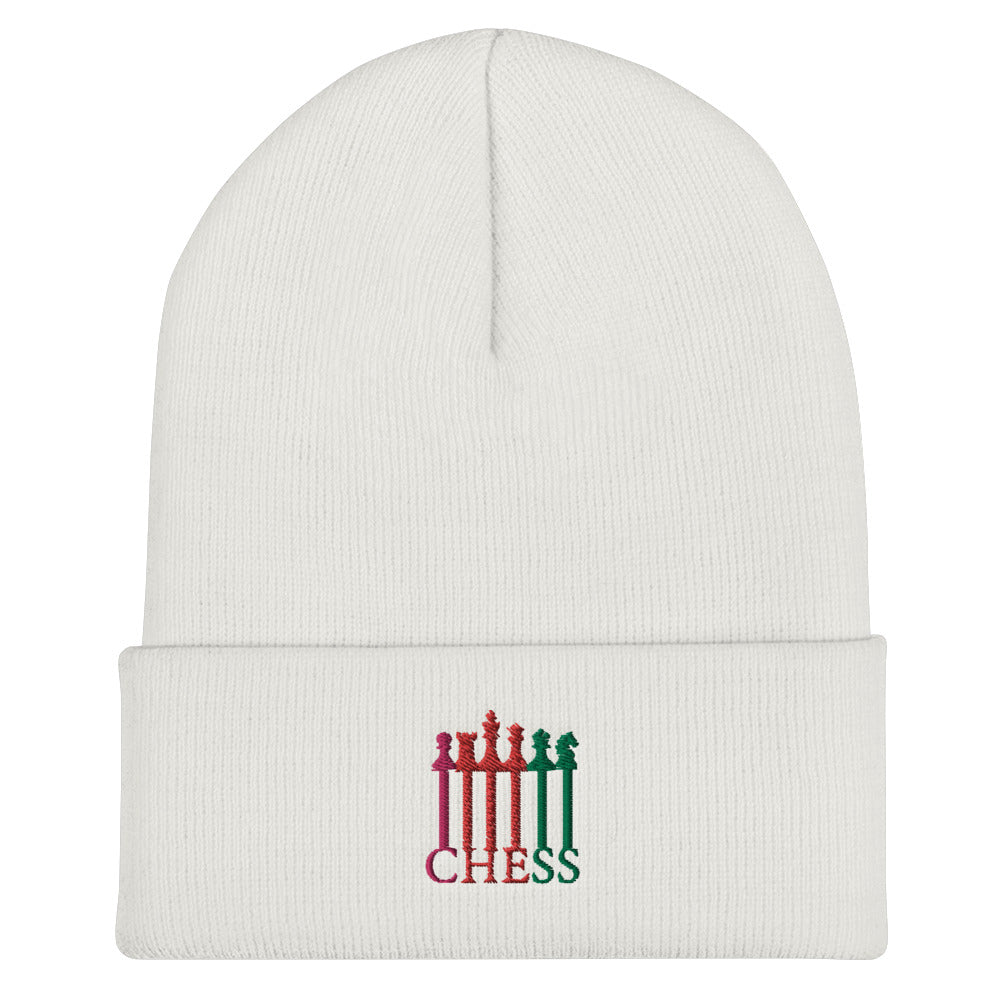 Chess Pieces Spelled Cuffed Beanie