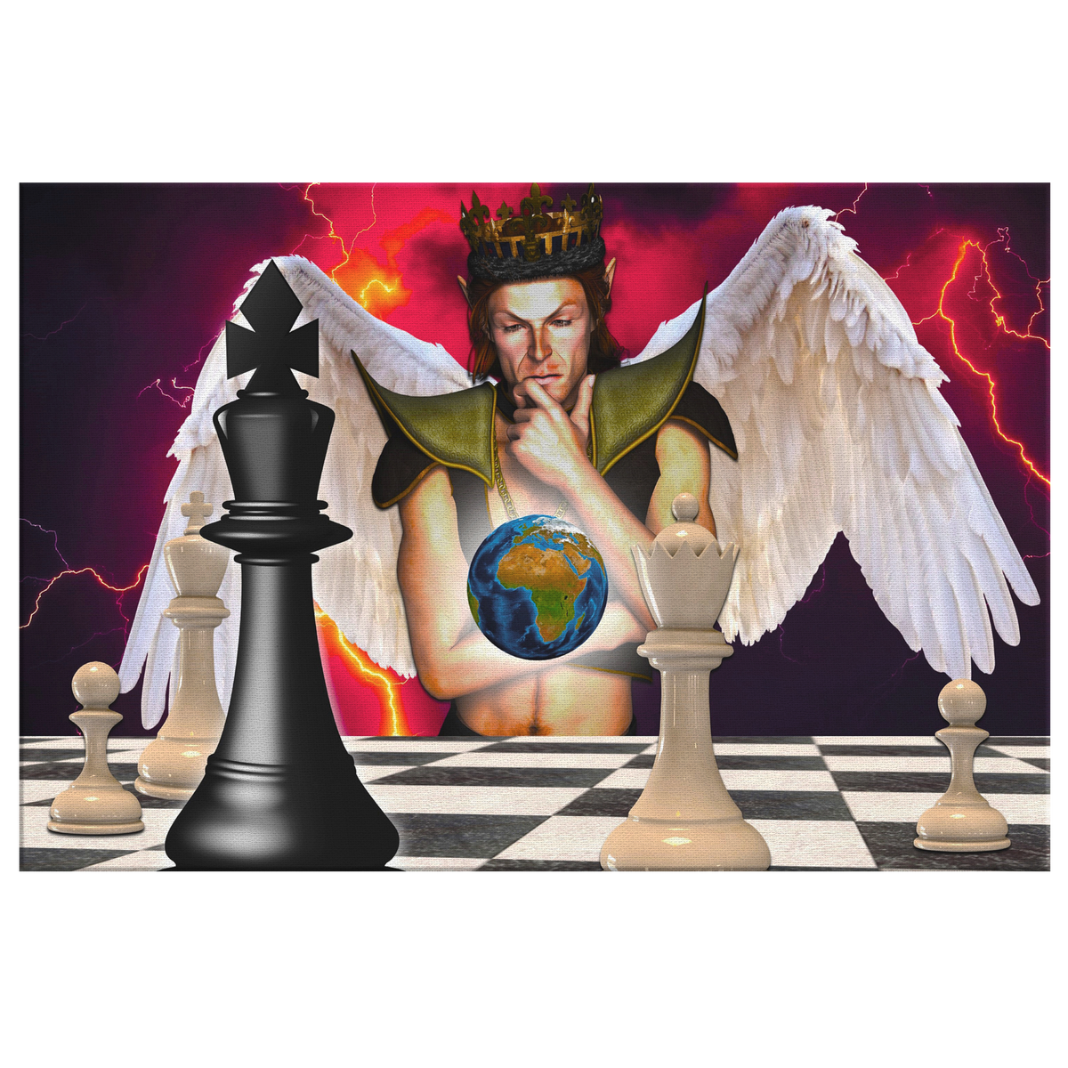 Angel earth chess - Rectangle Gallery Canvas Art