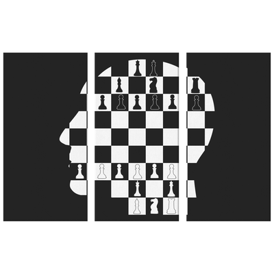 Cranium head chess board -  3 Piece Canvas wall art