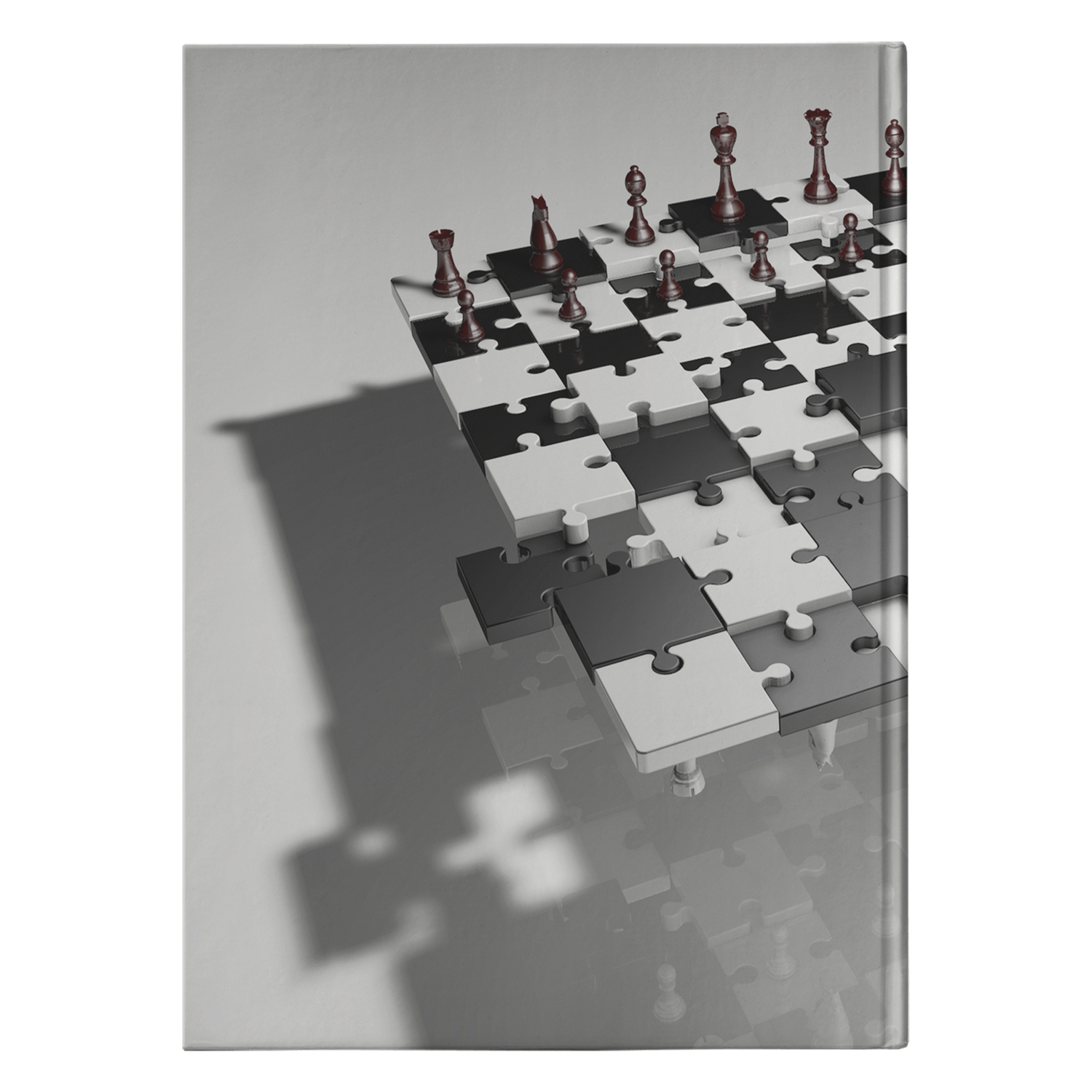 Chess puzzle board and pieces hardcover journal