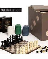 5 in 1 Backgammon, checkers, chess, dice, cards, and poker chips