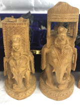 White Cedar and Ebony Wood Indian Battle Chess Pieces