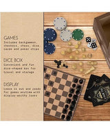 5 in 1 Backgammon, checkers, chess, dice, cards, and poker chips