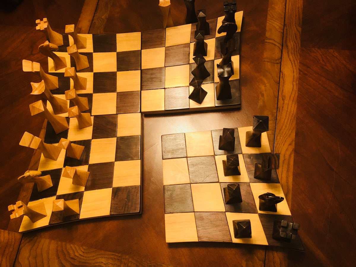 Tempisque and Salmwood Twisted Battle Chess Set