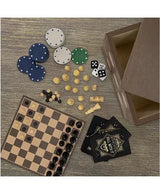 5 in 1 Backgammon, checkers, chess, dice, cards, and poker chips