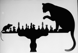 Cat Playing Chess With Mouse Wall Stickers Home Decor Vinyl Removable Creative Wall Decals Animals