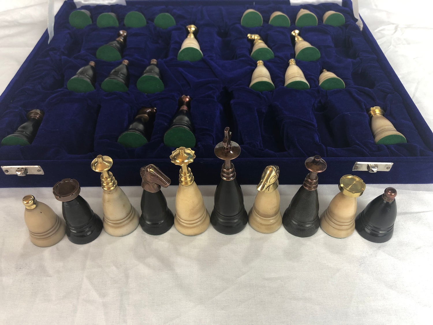 Golden and Bronze Combatant Chess Pieces