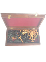 Sandal and Ebony Wood Chess Pieces with Decorative Storage