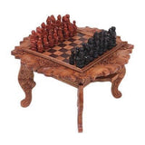 Buddha and Monks Cempaka wood Carved Chess Set