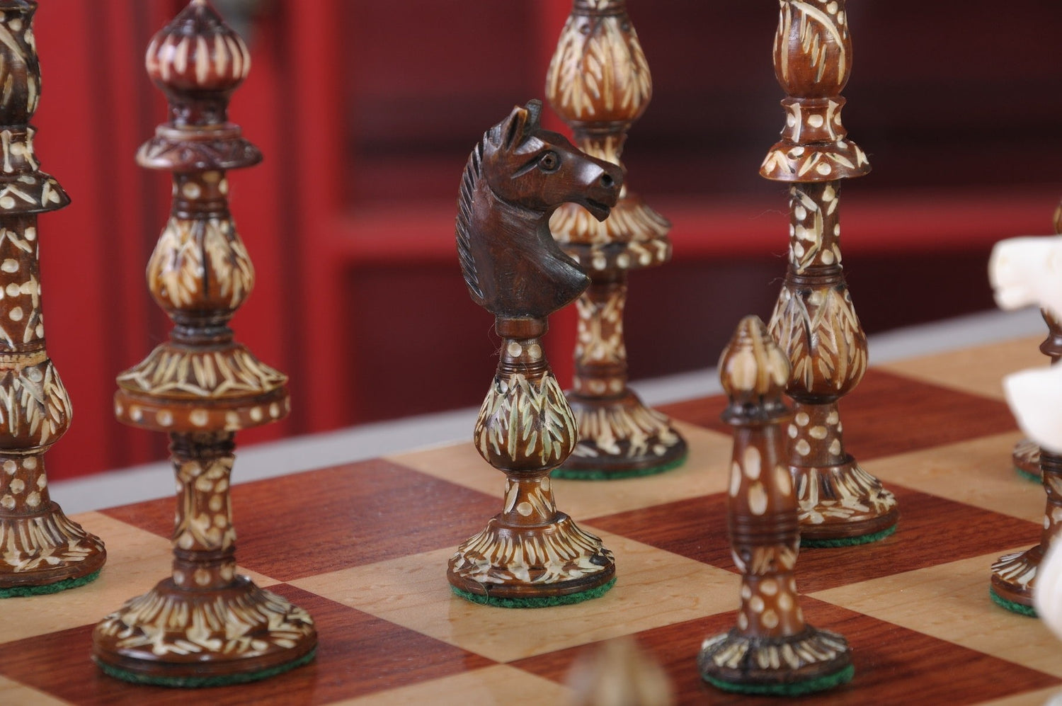 Carved Bone Bavarian Chess Pieces