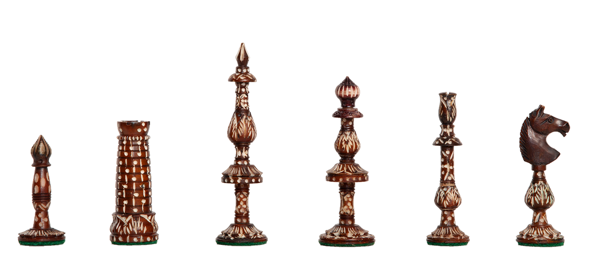 Carved Bone Bavarian Chess Pieces