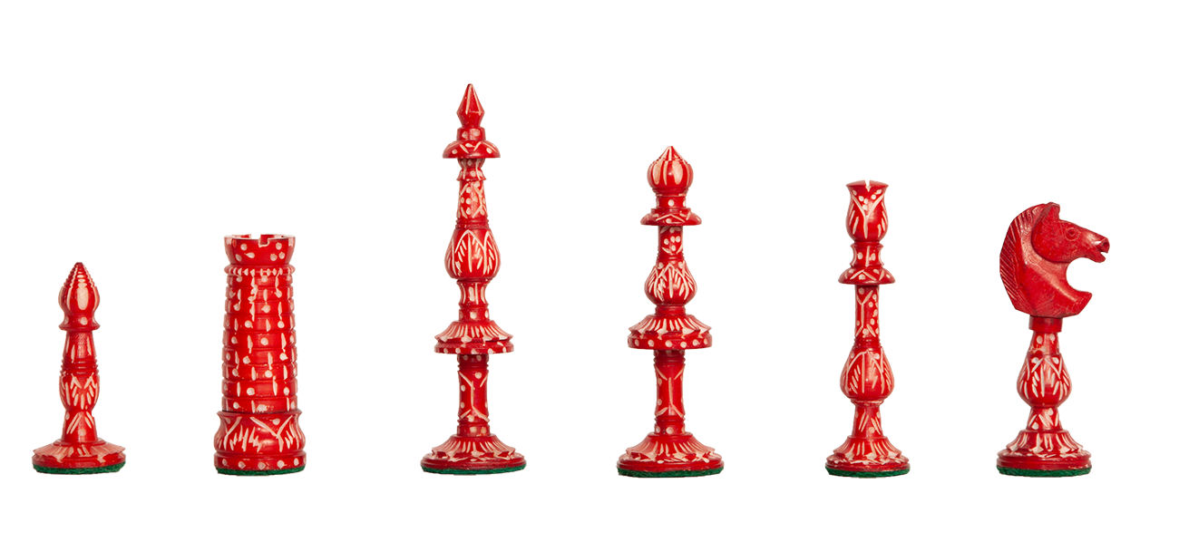 Carved Bone Bavarian Chess Pieces