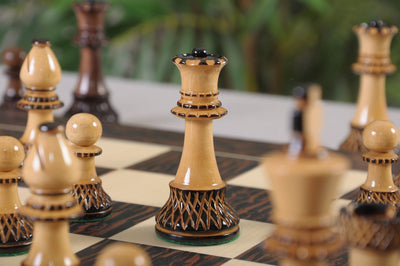 Burnt Golden Rosewood and Natural Boxwood  Chess Pieces