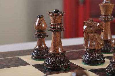 Burnt Golden Rosewood and Natural Boxwood  Chess Pieces