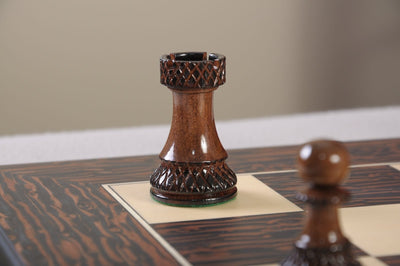 Burnt Golden Rosewood and Natural Boxwood  Chess Pieces