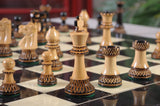 Burnt Boxwood and Natural Boxwood Chess Pieces