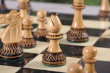 Burnt Boxwood and Natural Boxwood Chess Pieces