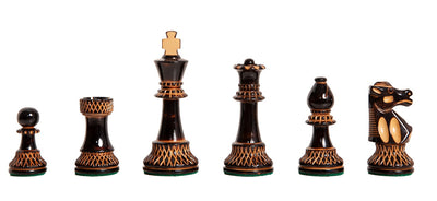 Burnt Boxwood and Natural Boxwood Chess Pieces