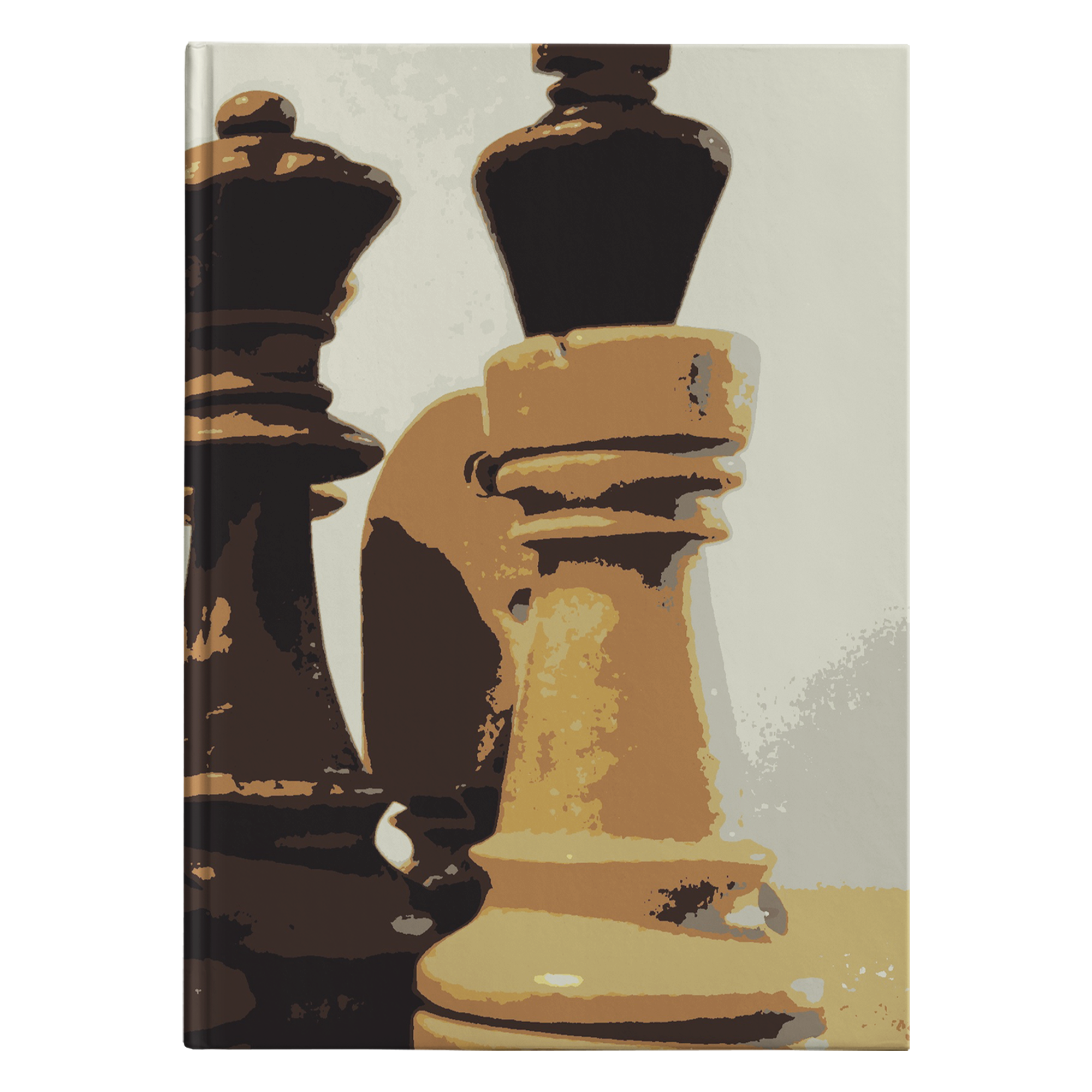 Wooden retro chess pieces hardcover journal