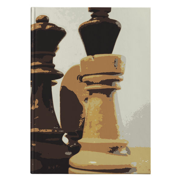 Wooden retro chess pieces hardcover journal