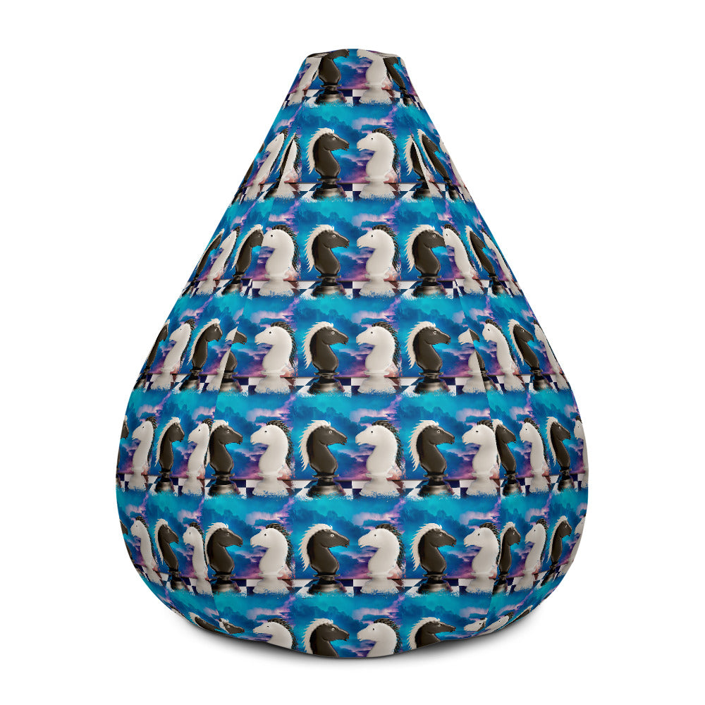 Chess black and white knights Bean Bag Chair w/ filling