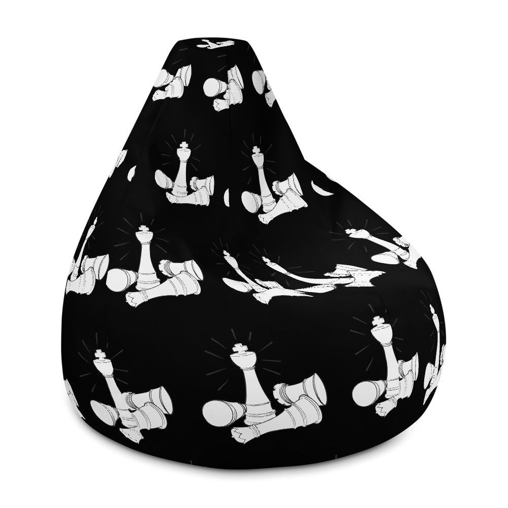 White on black chess pieces Bean Bag Chair w/ filling