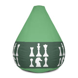 Chess pieces lineup white on green Bean Bag Chair w/ filling