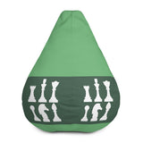 Chess pieces lineup white on green Bean Bag Chair w/ filling